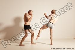 Underwear Martial art Man - Man White Moving poses Athletic Short Blond Dynamic poses Academic